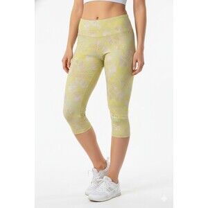 Alo Yoga Leggings Airbrush Capri Yellow Zest Indio Geometric Size M Athleisure